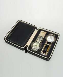 Leather Watch Box-4W-PU-B-open1 | Zoser